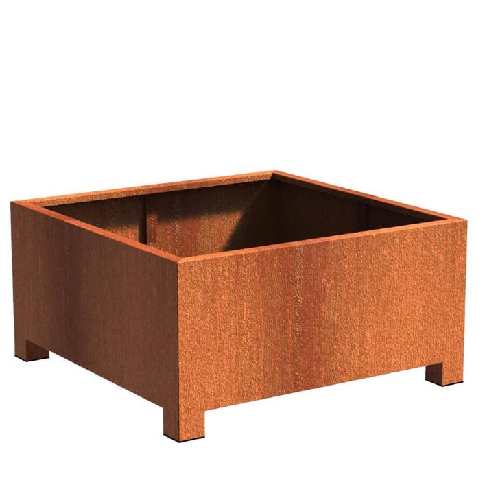 Cortenstaal plantenbak 120x120x60cm - Met poten, Tuin en Terras, Bloembakken en Plantenbakken, 60 cm of meer, 100 cm of meer, Tuin