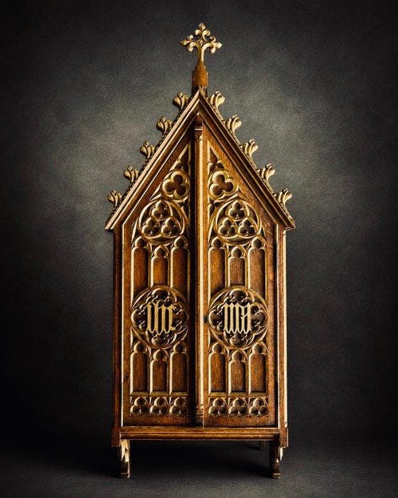 Neogotische reliekenkast - 105 cm - Hout - 1850-1900, Antiek en Kunst, Kunst | Niet-Westerse kunst