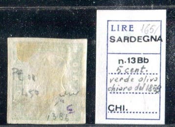 Italiaanse oude staten - Sardinië 1855 - 5 cent licht, Gestempeld