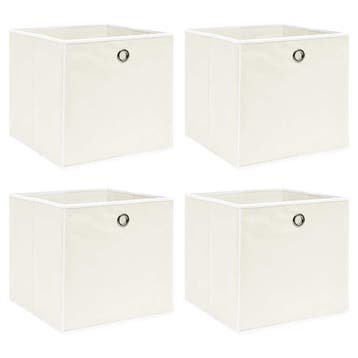 vidaXL Opbergboxen 4 st 32x32x32 cm stof wit, Verzenden, Nieuw