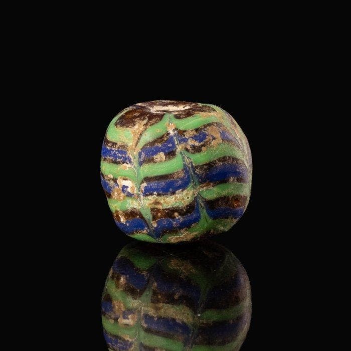 Viking periode Glas Glaskraal met sporen (Zonder, Antiquités & Art, Antiquités | Autres Antiquités