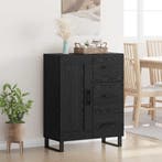 vidaXL Dressoir met lade Zwart Eiken 69,5 x 34 x 90 cm, Huis en Inrichting, Kasten | Dressoirs, Verzenden, Nieuw