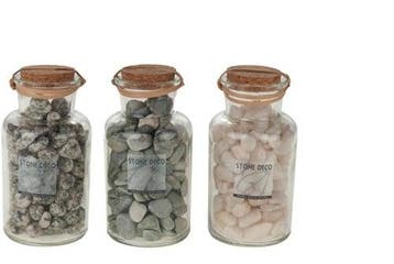 Natural stone set 3 glazen potten decoratiesteen, Nieuw