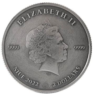 Niue. 2 Dollars 2022 1oz Niue Shamrock Antique Finish Silver