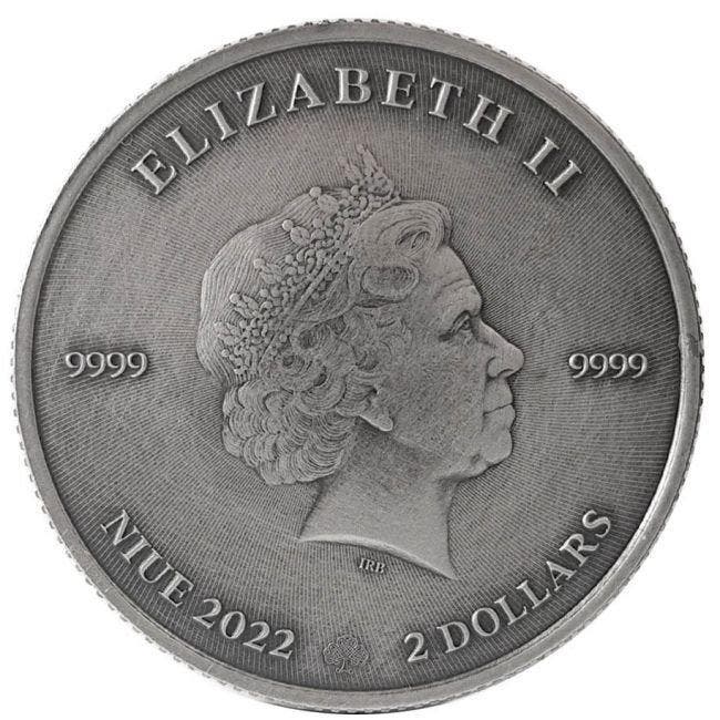 Niue. 2 Dollars 2022 1oz Niue Shamrock Antique Finish Silver, Postzegels en Munten, Edelmetalen en Baren