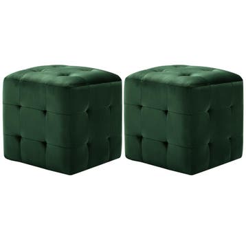 vidaXL Poef 2 st 30x30x30 cm fluweel groen, Verzenden