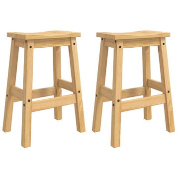 vidaXL Barkruk 2 pcs Honingwas 44 x 30 x 63 cm Massief, Verzenden, Nieuw