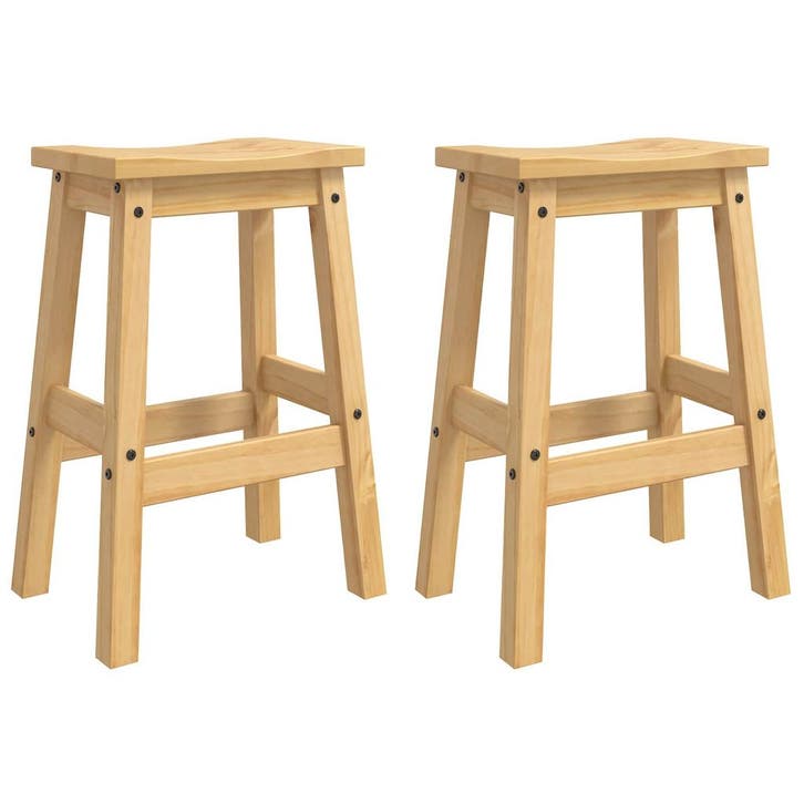 vidaXL Barkruk 2 pcs Honingwas 44 x 30 x 63 cm Massief, Huis en Inrichting, Overige Huis en Inrichting, Nieuw, Verzenden