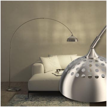 Booglamp Arcus, staal, retro-stijl, 60W - Mat nikkel, Verzenden, Nieuw