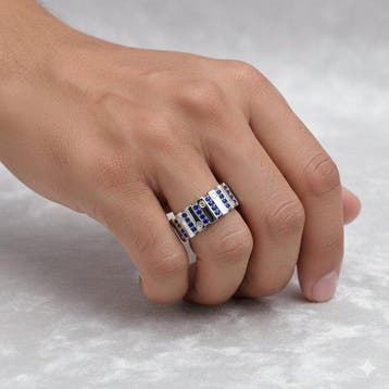 Zonder minimumprijs - Ring Verguld Saffier - Diamant -