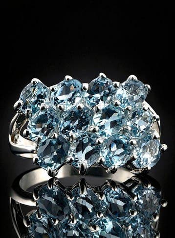 Zonder minimumprijs - Ring Zilver Topaas - Sky Sparkle, Handtassen en Accessoires, Nieuw