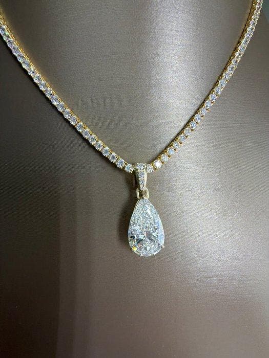 Halsketting - 14 karaat Geel goud - 20.87ct. tw. Diamant, Handtassen en Accessoires, Kettingen