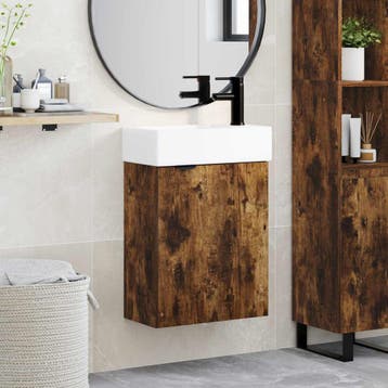 vidaXL Badkamermeubel met kraan Gerookt eiken 45,5 x 22,5 x, Verzenden