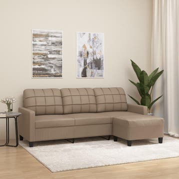 vidaXL Driezitsbank met voetenbank 180 cm kunstleer, Verzenden