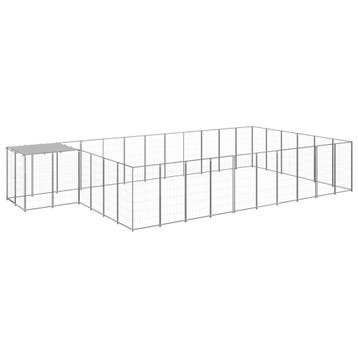 vidaXL Hondenkennel 19,36 m² staal zilverkleurig, Verzenden