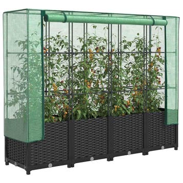 vidaXL Verhoogde plantenbak met kashoes rotanlook 160x40x138, Verzenden