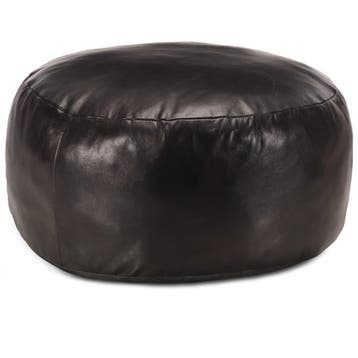vidaXL Poef 60x30 cm echt geitenleer zwart, Huis en Inrichting, Zetels | Voetbanken en poefs, Verzenden, Nieuw