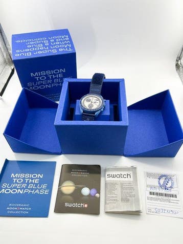 Omega x Swatch - Mission to the Super Blue Moonphase - Sans, Handtassen en Accessoires, Nieuw