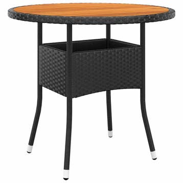 vidaXL Tuintafel Ø80x75 cm acaciahout en poly rattan zwart, Tuin en Terras, Verzenden, Nieuw