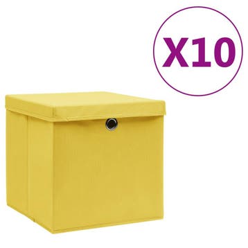 vidaXL Opbergboxen met deksel 10 st 28x28x28 cm geel, Verzenden