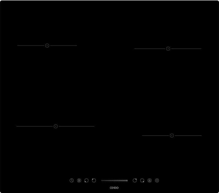 Inductiekookvuur - 60 cm - 2 fase- CENDO KR945F2TS, Elektronische apparatuur, Afzuigkappen, Vrijstaand, 600 tot 800 m³ per uur