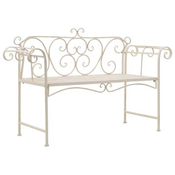 vidaXL Tuinbank 132 cm metaal antiekwit, Tuin en Terras, Verzenden, Nieuw