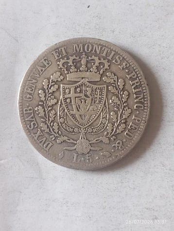 Italië, Savoye Carlo Felice. 5 Lire 1823 Torino