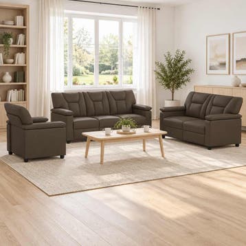 vidaXL bank / zetelstel 3 pcs Grijs Kunstleer, Verzenden, Nieuw