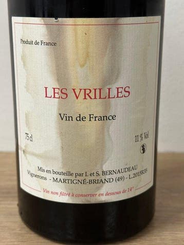 2015 Stephane Bernaudeau, Les Vrilles (Cabernet Sauvignon) -
