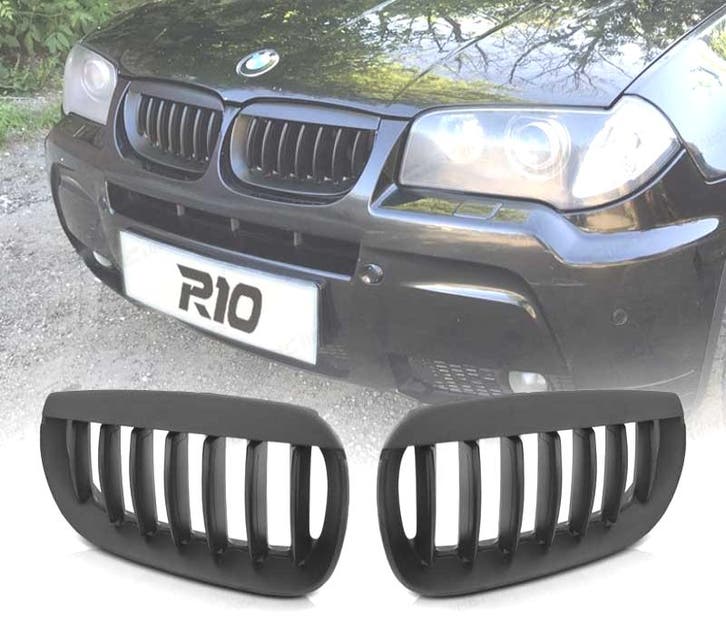 CALANDRES AVANT POUR BMW X3 03-07 NOIR MAT, Autos : Pièces & Accessoires, Carrosserie & Tôlerie, Envoi