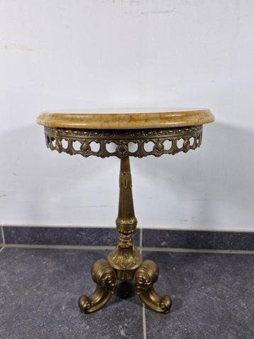 Bijzettafel - Messing, Marmer
