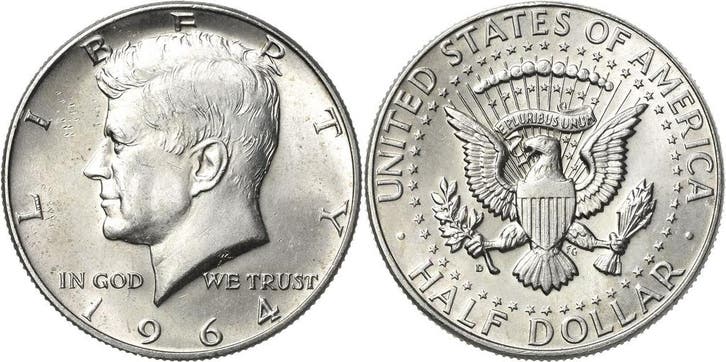 1/2 Dollar 1964, Vereinigte Staaten von Amerika, Postzegels en Munten, Munten | Amerika, Verzenden