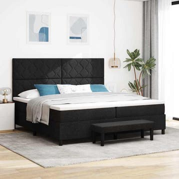 vidaXL Boxspring bed met hoofdeinde Zwart 200 x 200 cm Stof, Verzenden