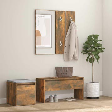 vidaXL Garderobe set bewerkt hout gerookt eikenkleurig, Verzenden, Nieuw