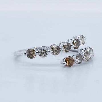 Zonder minimumprijs - Ring - 14 karaat Witgoud - 0.98ct. tw.