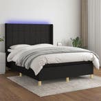 vidaXL Boxspring met matras en LED stof zwart 140x200 cm, Verzenden