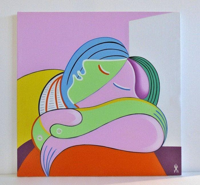 Vincenzo Amicone (1969), After Picasso - Donna addormentata, Antiek en Kunst, Kunst | Schilderijen | Klassiek
