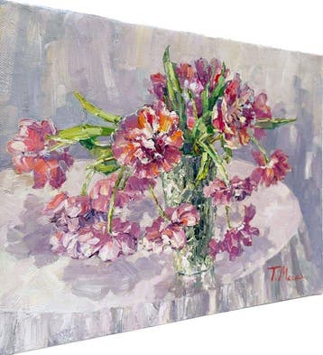 Tatiana Megal (1961) - Fleurs sur la Nappe Blanche - Bouquet