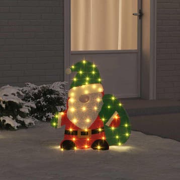vidaXL Verlichte Kerstman 60 LEDs Warmwit 70 x 62 cm Tinsel, Verzenden, Nieuw