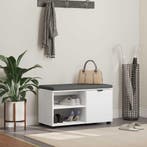 vidaXL Hallenbank Wit 80 x 38 x 46 cm Geengineerd Hout en, Huis en Inrichting, Verzenden, Nieuw