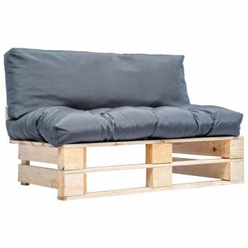vidaXL Tuinbank pallet met grijze kussens grenenhout, Verzenden