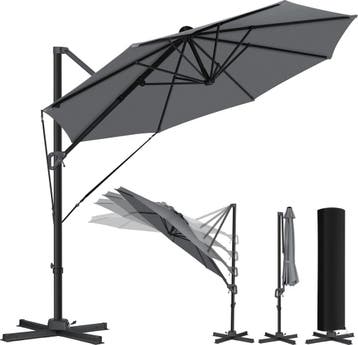 KESSER® Zweefparasol met voet  - Ø3,3m - 360° Draaibaar  - A, Tuin en Terras, Parasols, Verzenden, Nieuw