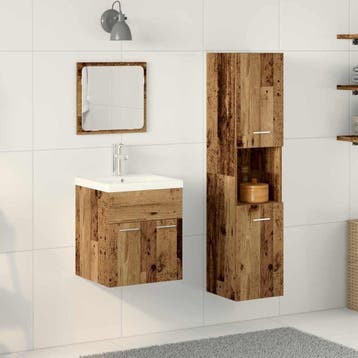 vidaXL Badkamermeubel Set 4 st Oudhout Bewerkt hout, Huis en Inrichting, Badkamer | Badkamermeubels, Verzenden, Nieuw