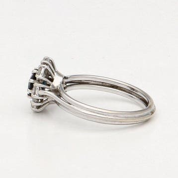Ring - 18 karaat Witgoud Saffier - Diamant