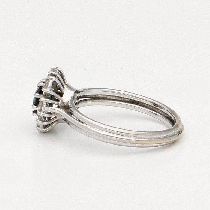 Ring - 18 karaat Witgoud Saffier - Diamant, Bijoux, Sacs & Beauté, Bagues