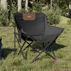 vidaXL Campingstoelen 2 st met vakje inklapbaar zwart, Verzenden