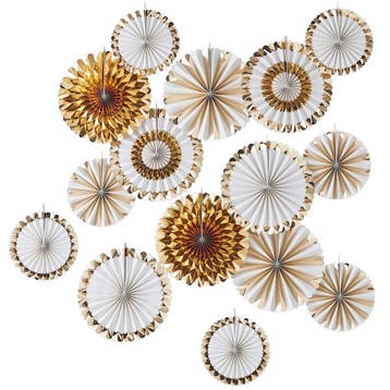 Gouden Papieren Waaiers 38cm 15st, Verzenden, Nieuw