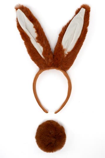 KIMU® Haarband Konijn Lange Oren Bruin met Staart Diadeem Ko, Kleding | Dames, Ophalen of Verzenden, Nieuw