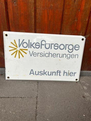 Volksfürsorge Versicherungen – Duits Emaille Reclamebord -