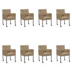 Set van 8 Leren eetkamerstoelen Desire - Vintage Taupe, Huis en Inrichting, Stoelen, Ophalen of Verzenden, Nieuw, Leer, Eén